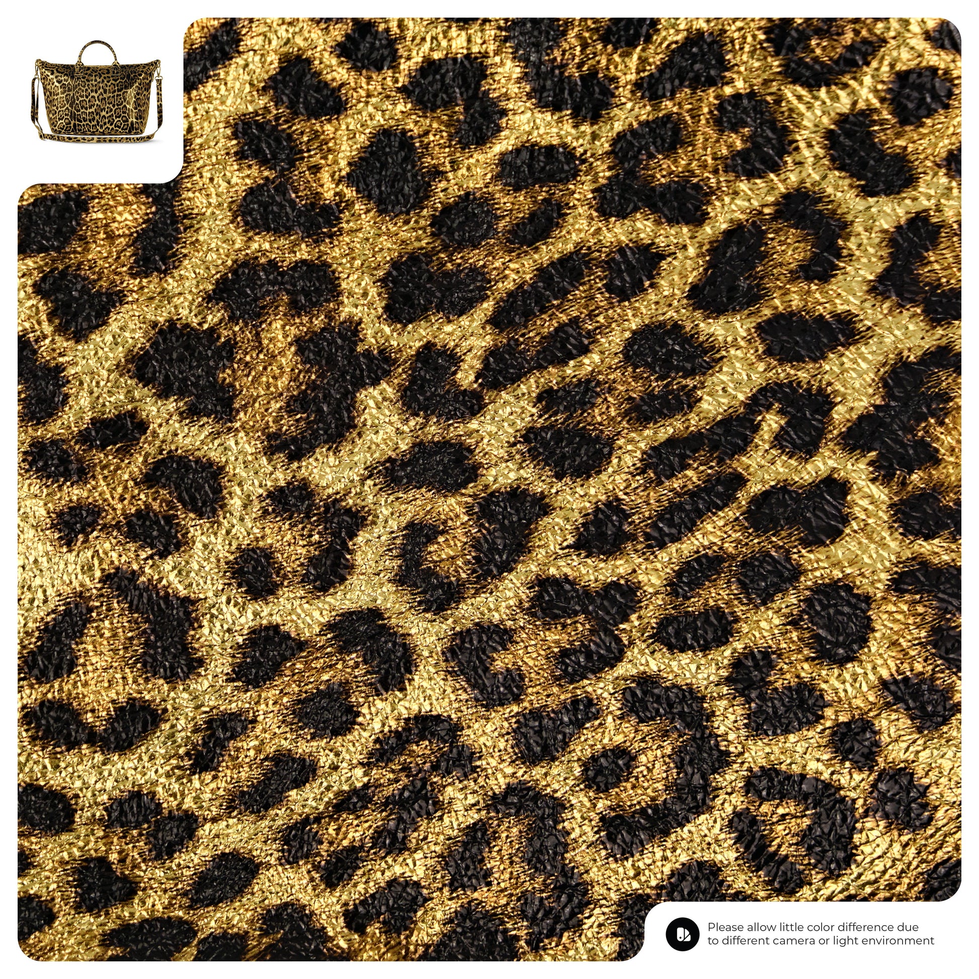 Italian Genuine Leopard-Print Metallic Suede Top-Handle Bag 112334 TAKEASY
