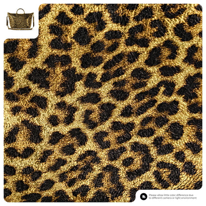 Italian Genuine Leopard-Print Metallic Suede Top-Handle Bag 112334 TAKEASY