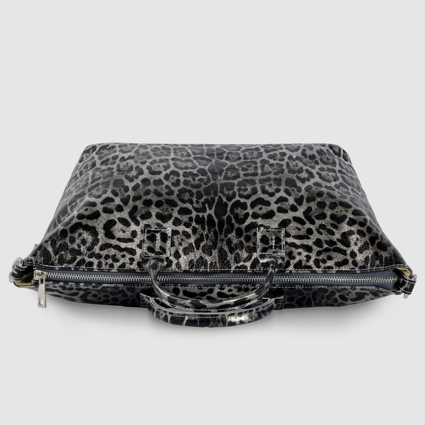 Italian Genuine Leopard-Print Metallic Suede Top-Handle Bag 112334 TAKEASY