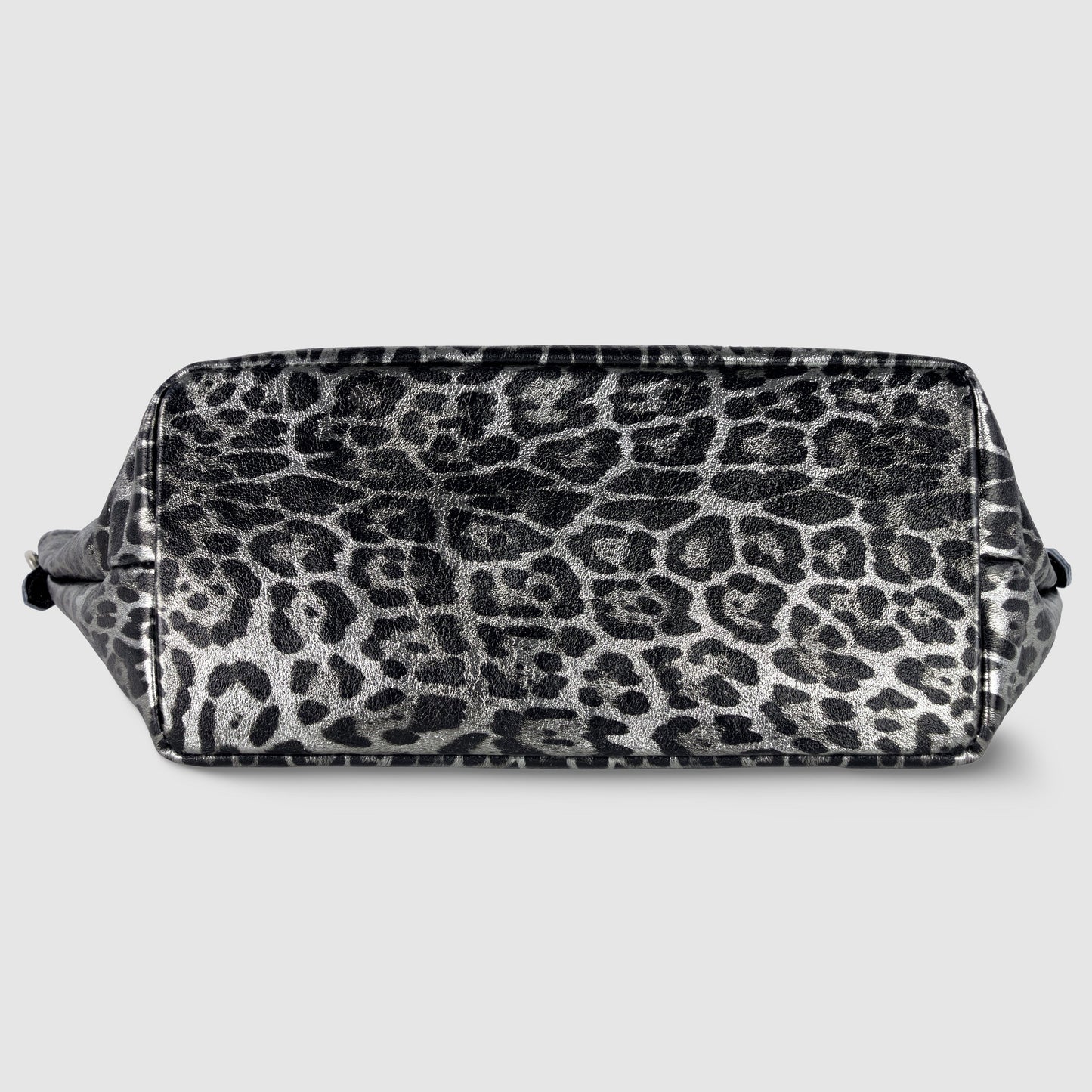 Italian Genuine Leopard-Print Metallic Suede Top-Handle Bag 112334 TAKEASY