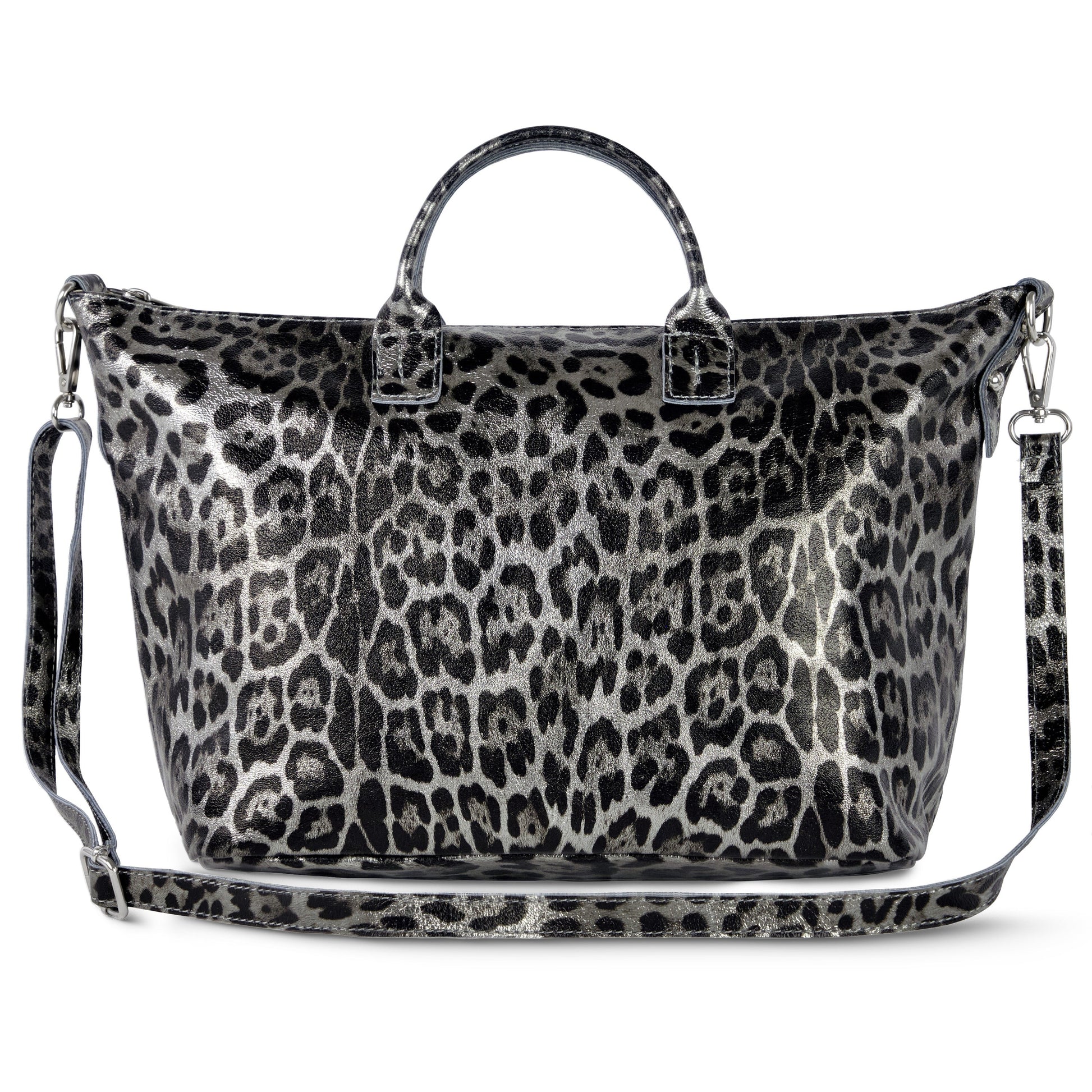 Italian Genuine Leopard-Print Metallic Suede Top-Handle Bag 112334 TAKEASY