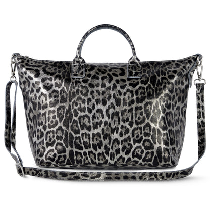 Italian Genuine Leopard-Print Metallic Suede Top-Handle Bag 112334 TAKEASY