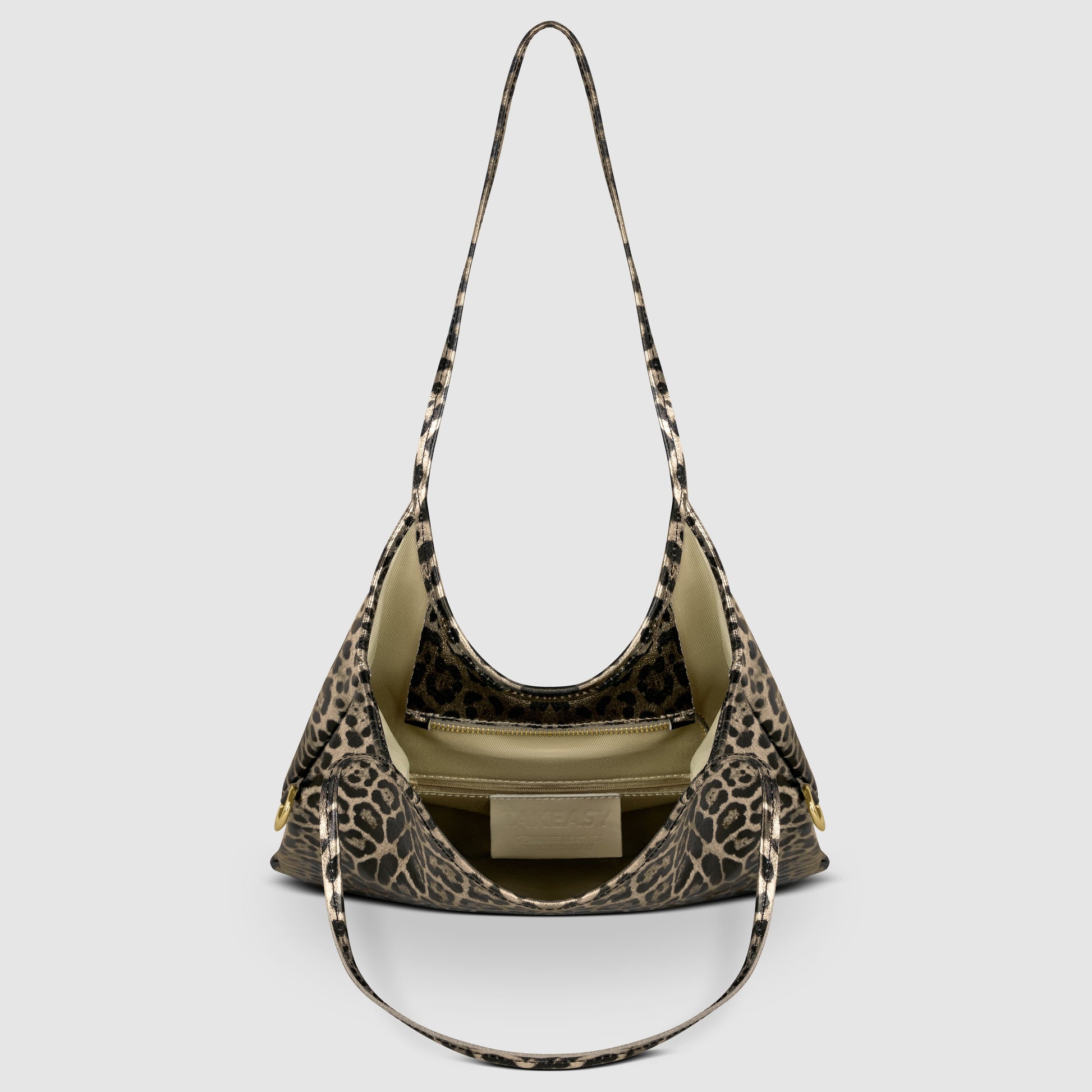 Italian Genuine Leopard-Print Metallic Suede Tote Bag 191722 TAKEASY