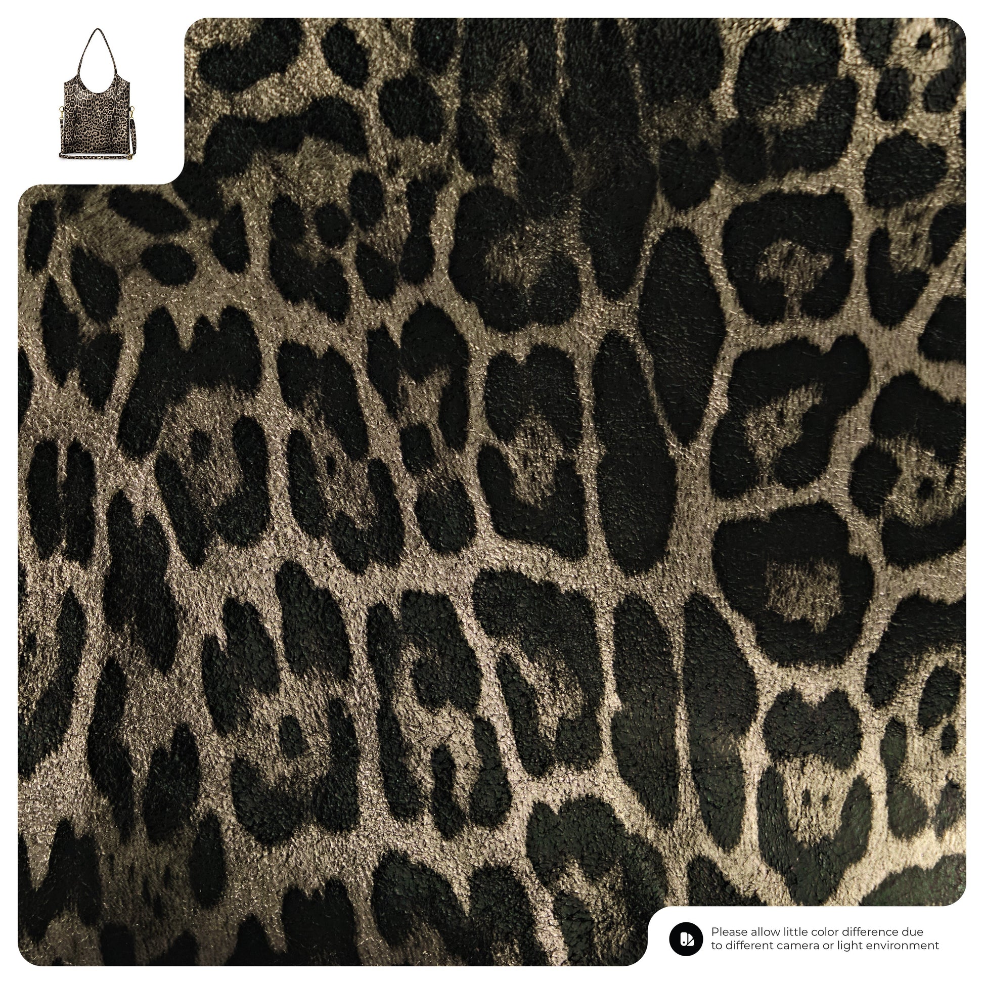 Italian Genuine Leopard-Print Metallic Suede Tote Bag 191722 TAKEASY