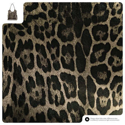 Italian Genuine Leopard-Print Metallic Suede Tote Bag 191722 TAKEASY