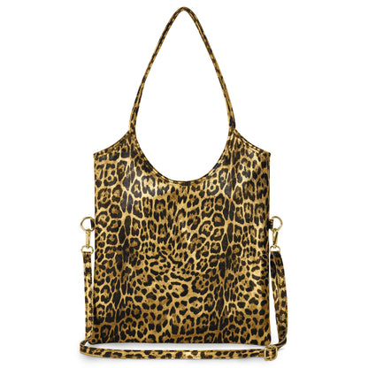 Italian Genuine Leopard-Print Metallic Suede Tote Bag 191722 TAKEASY