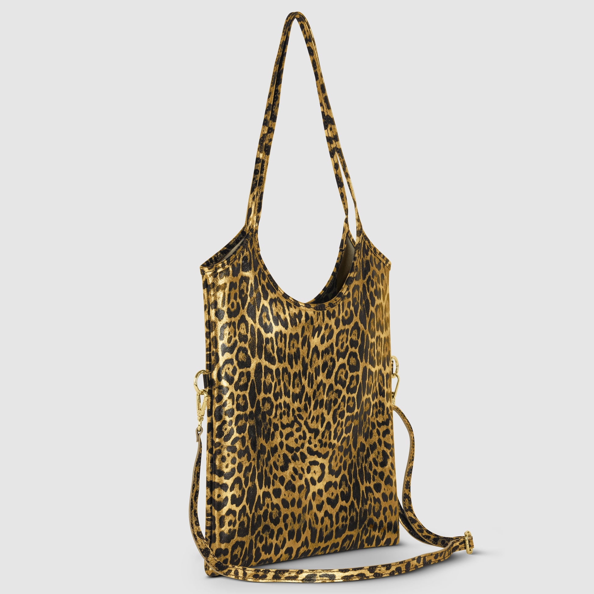 Italian Genuine Leopard-Print Metallic Suede Tote Bag 191722 TAKEASY