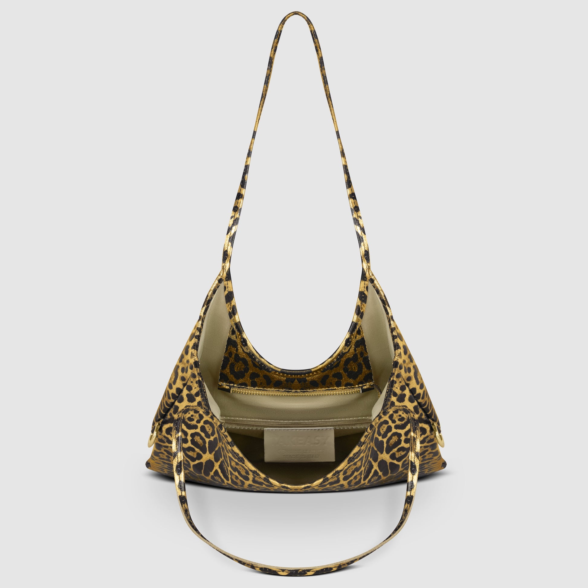 Italian Genuine Leopard-Print Metallic Suede Tote Bag 191722 TAKEASY