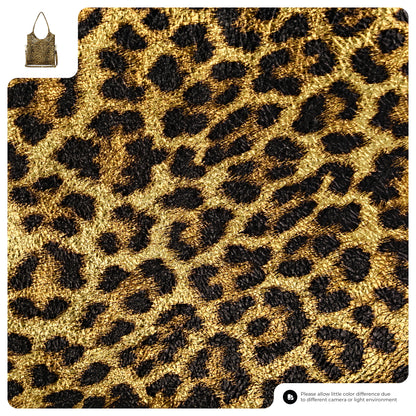 Italian Genuine Leopard-Print Metallic Suede Tote Bag 191722 TAKEASY