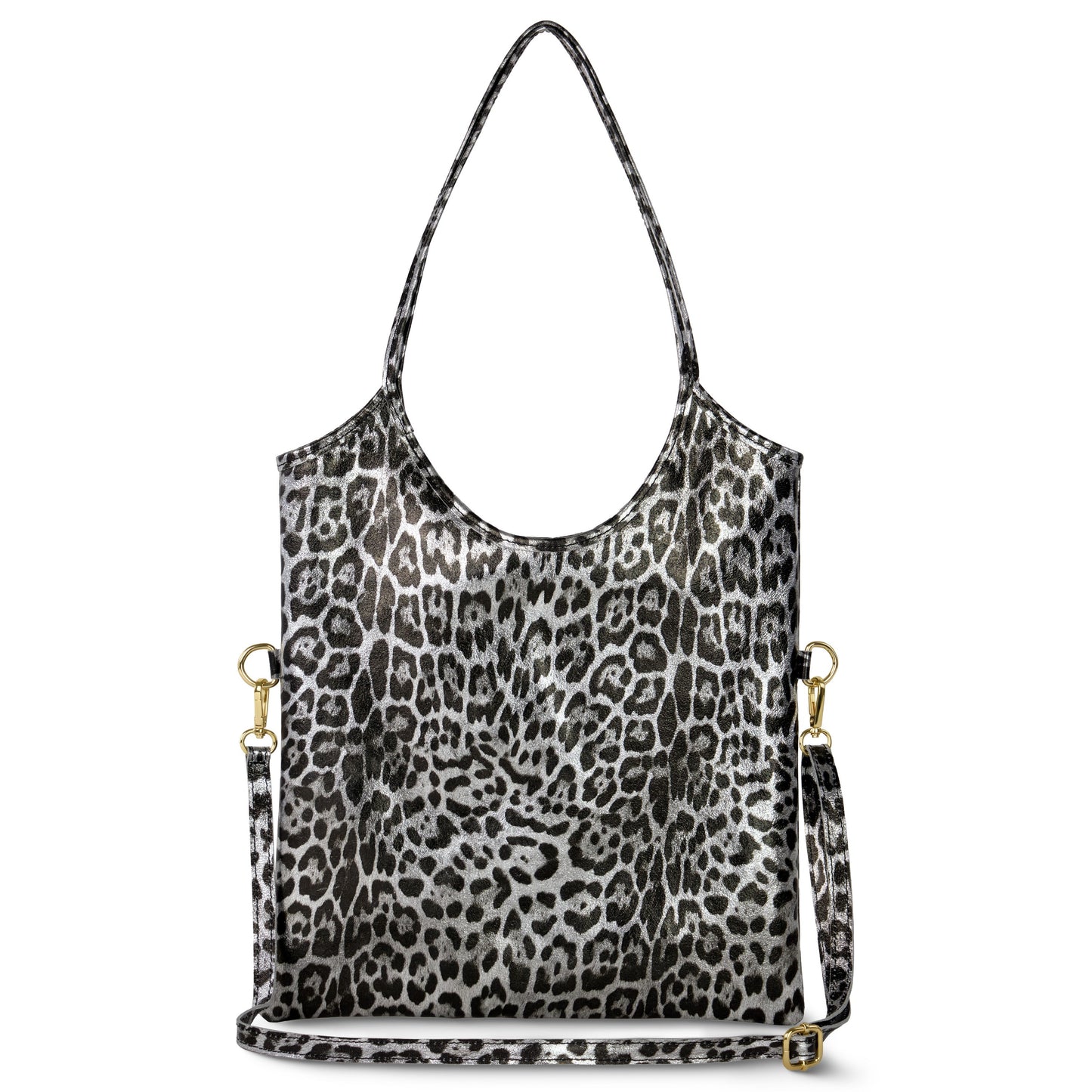 Italian Genuine Leopard-Print Metallic Suede Tote Bag 191722 TAKEASY
