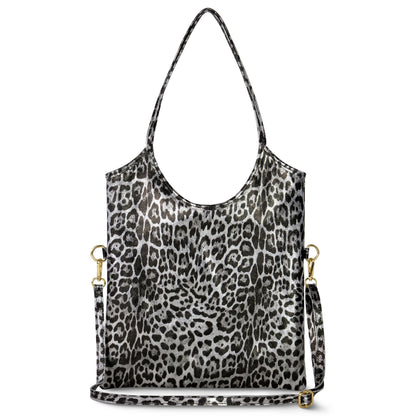 Italian Genuine Leopard-Print Metallic Suede Tote Bag 191722 TAKEASY