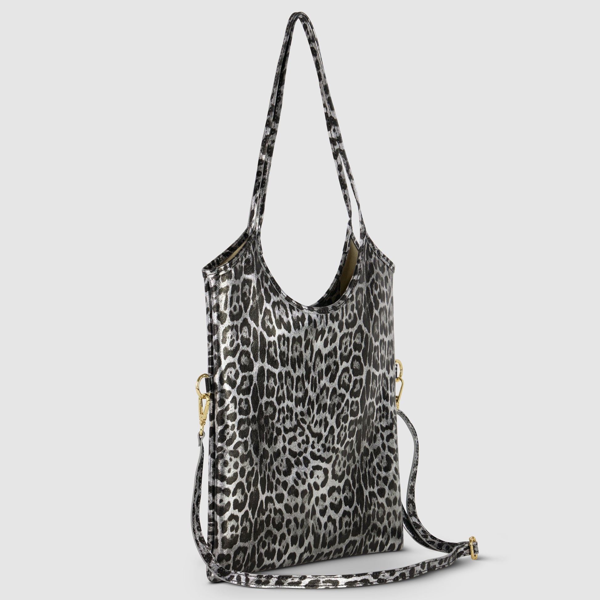 Italian Genuine Leopard-Print Metallic Suede Tote Bag 191722 TAKEASY