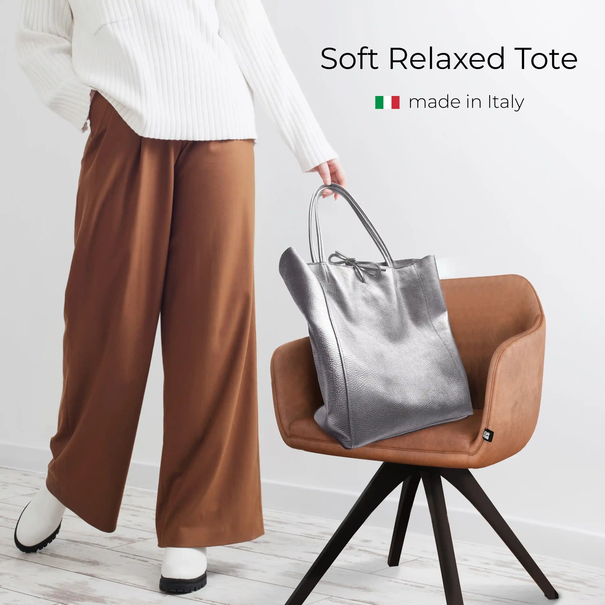 Italian Genuine Metallic Calf Leather Tote Bag 201718 TAKEASY