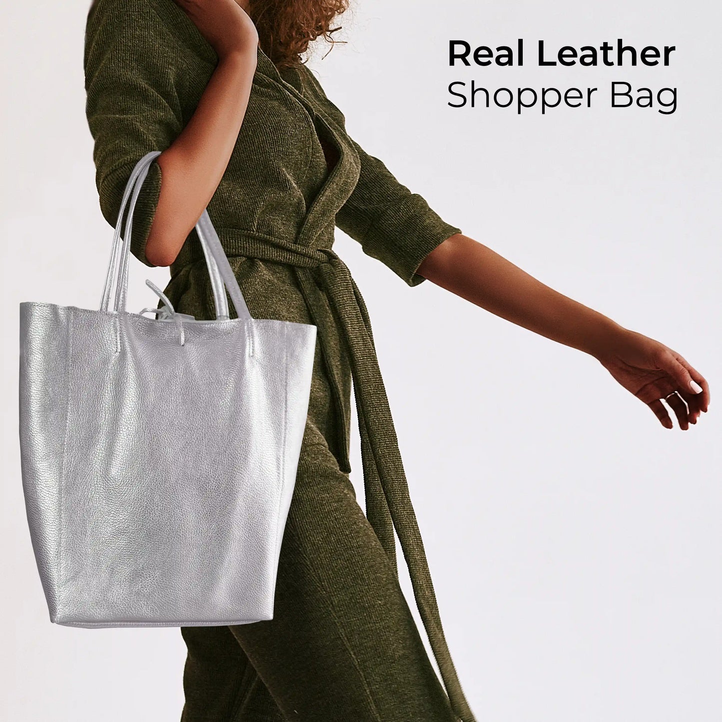 Italian Genuine Metallic Calf Leather Tote Bag 201718 TAKEASY