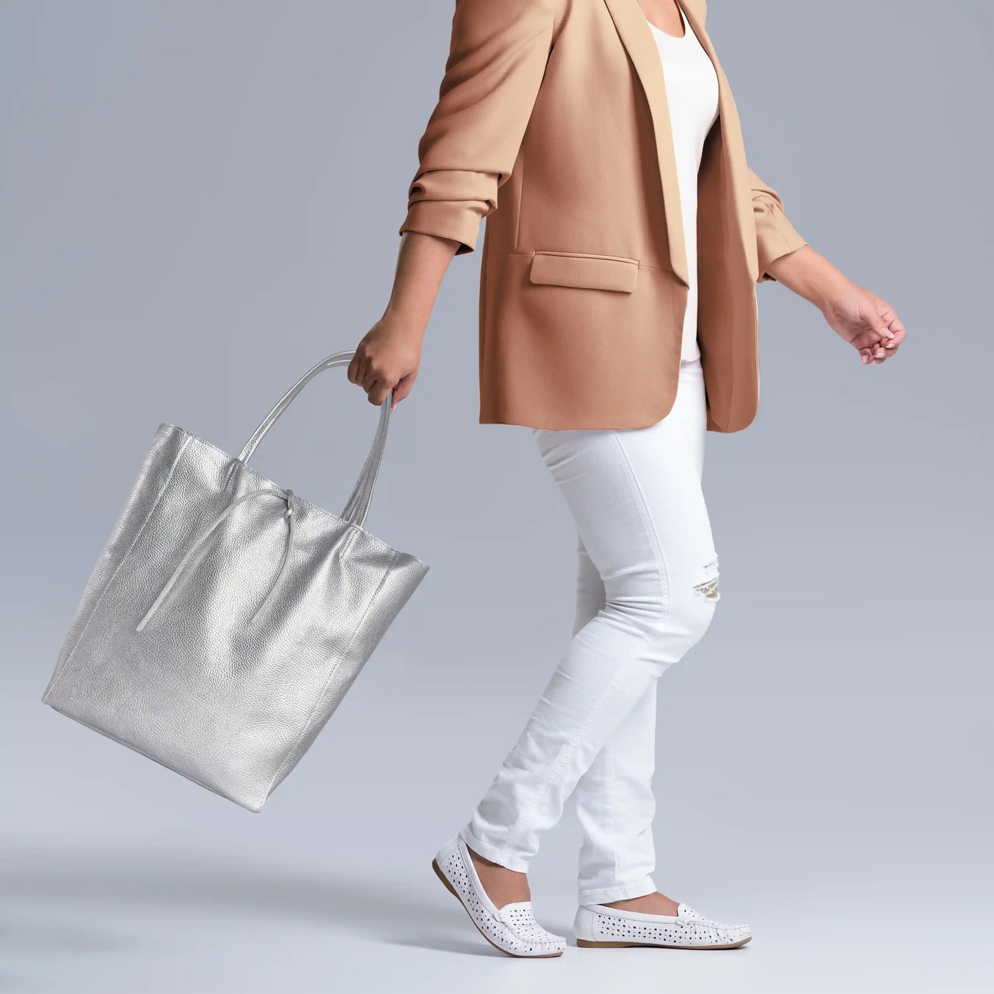 Italian Genuine Metallic Calf Leather Tote Bag 201718 TAKEASY