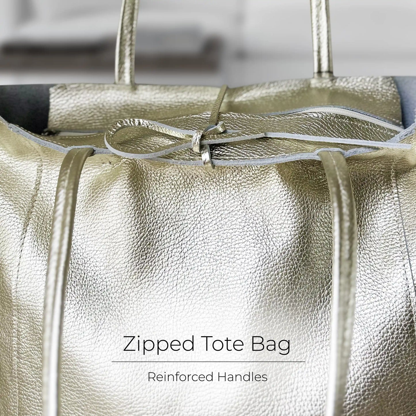 Italian Genuine Metallic Calf Leather Tote Bag 201718 TAKEASY