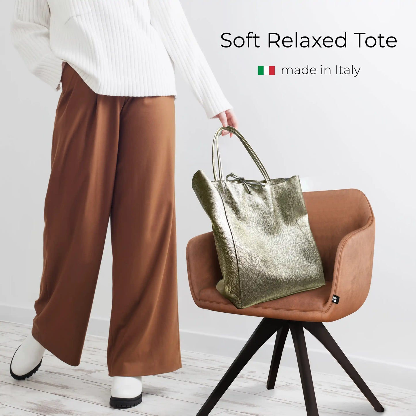 Italian Genuine Metallic Calf Leather Tote Bag 201718 TAKEASY