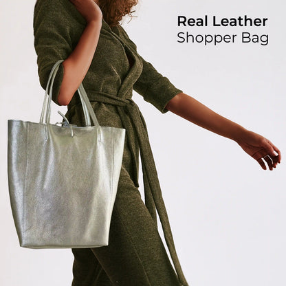 Italian Genuine Metallic Calf Leather Tote Bag 201718 TAKEASY