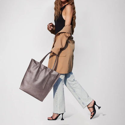 Italian Genuine Metallic Calf Leather Tote Bag 201718 TAKEASY