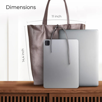 Italian Genuine Metallic Calf Leather Tote Bag 201718 TAKEASY