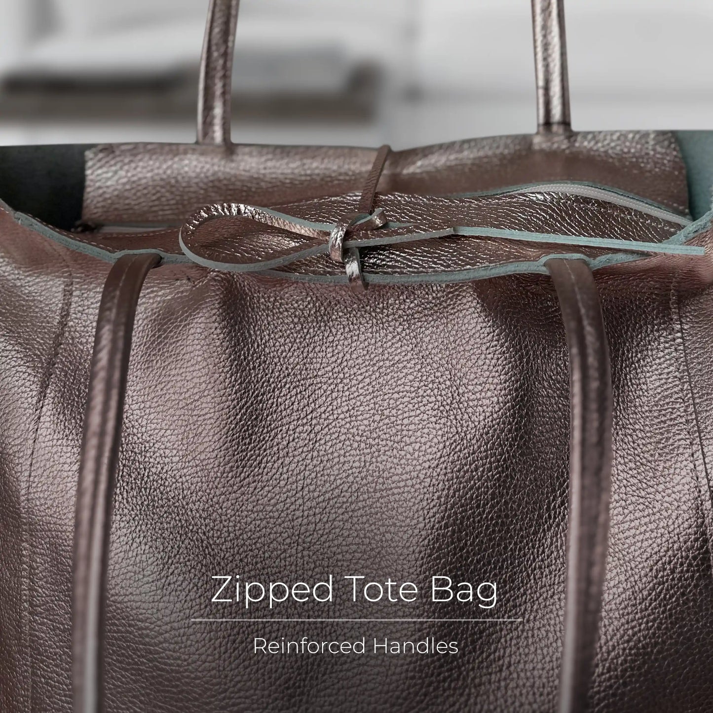 Italian Genuine Metallic Calf Leather Tote Bag 201718 TAKEASY
