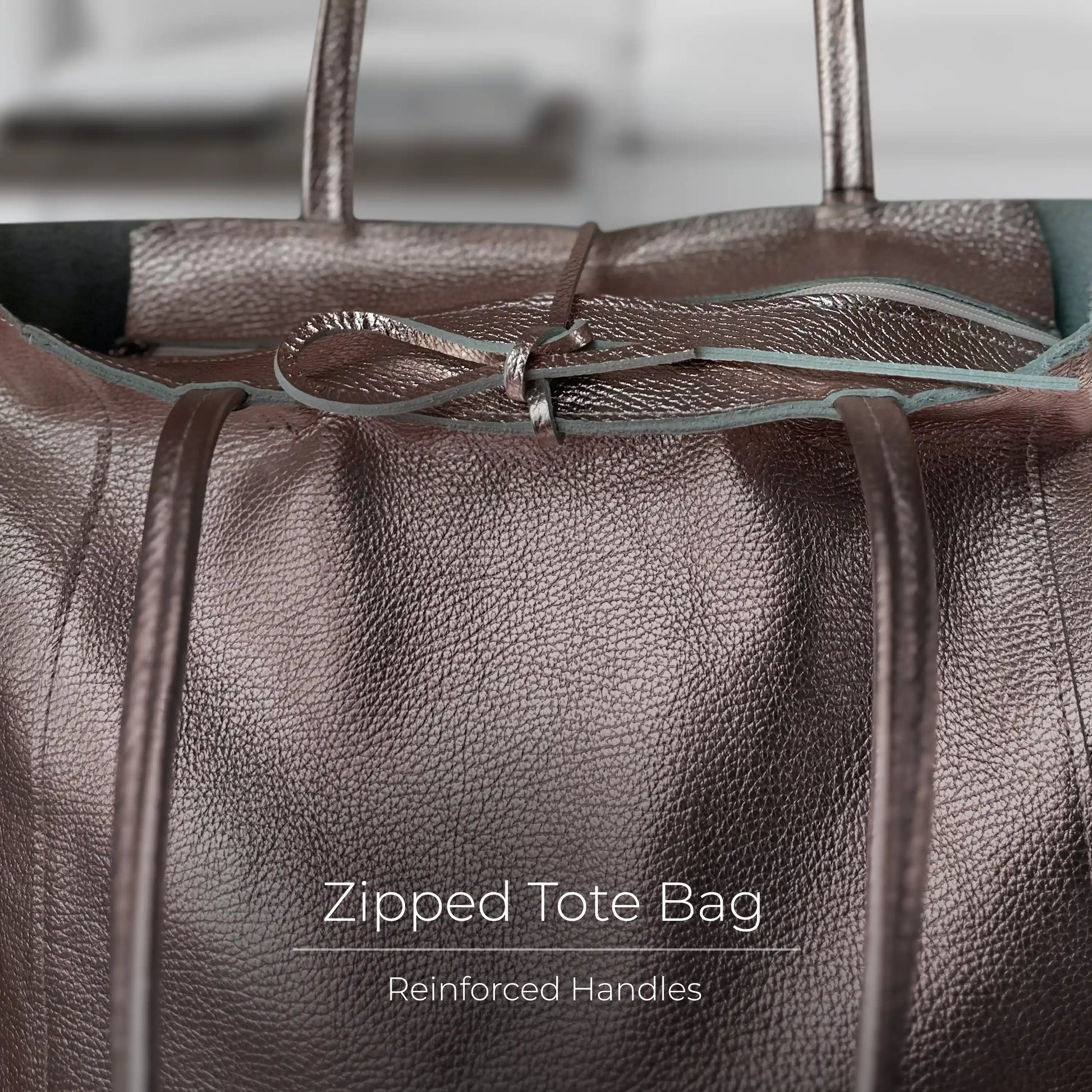 Italian Genuine Metallic Calf Leather Tote Bag 201718 TAKEASY
