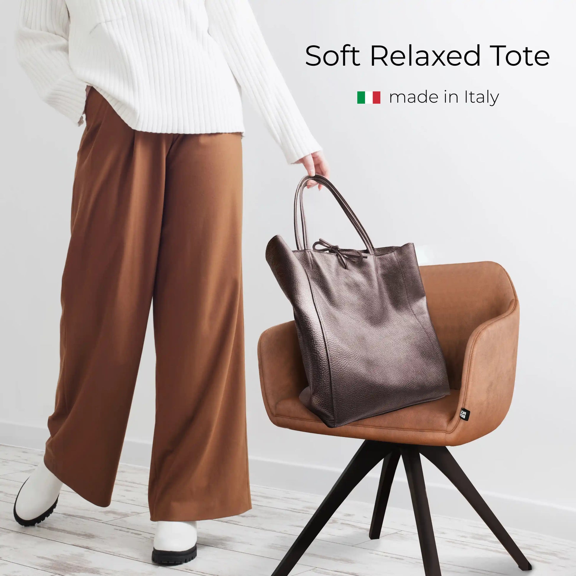 Italian Genuine Metallic Calf Leather Tote Bag 201718 TAKEASY