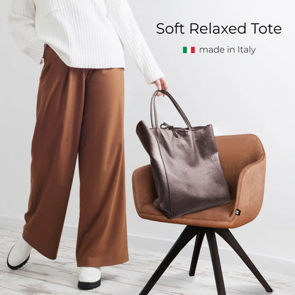 Italian Genuine Metallic Calf Leather Tote Bag 201718 TAKEASY