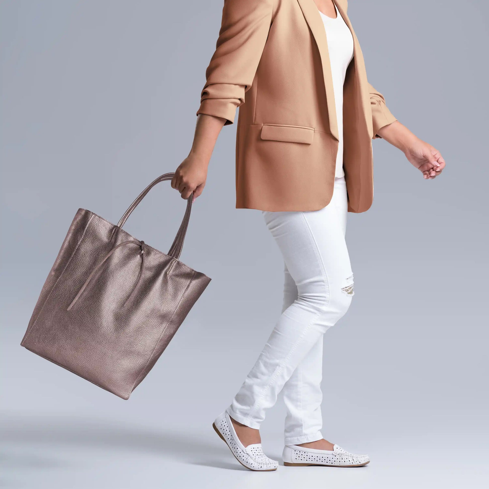 Italian Genuine Metallic Calf Leather Tote Bag 201718 TAKEASY