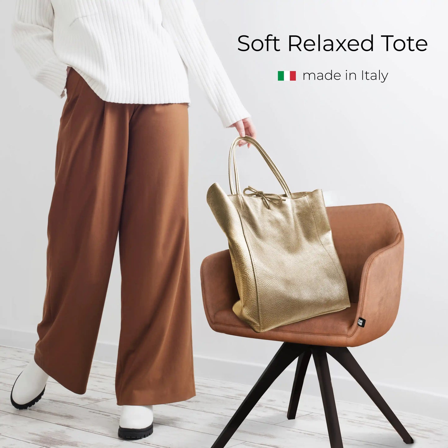 Italian Genuine Metallic Calf Leather Tote Bag 201718 TAKEASY