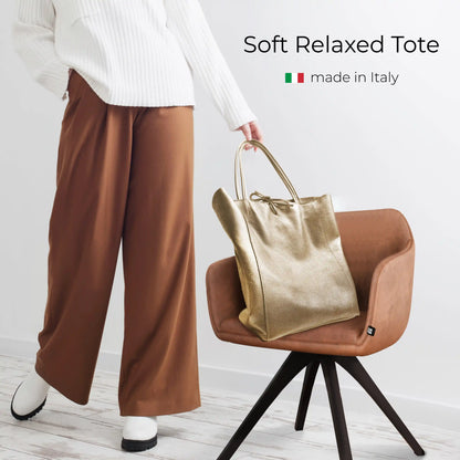 Italian Genuine Metallic Calf Leather Tote Bag 201718 TAKEASY