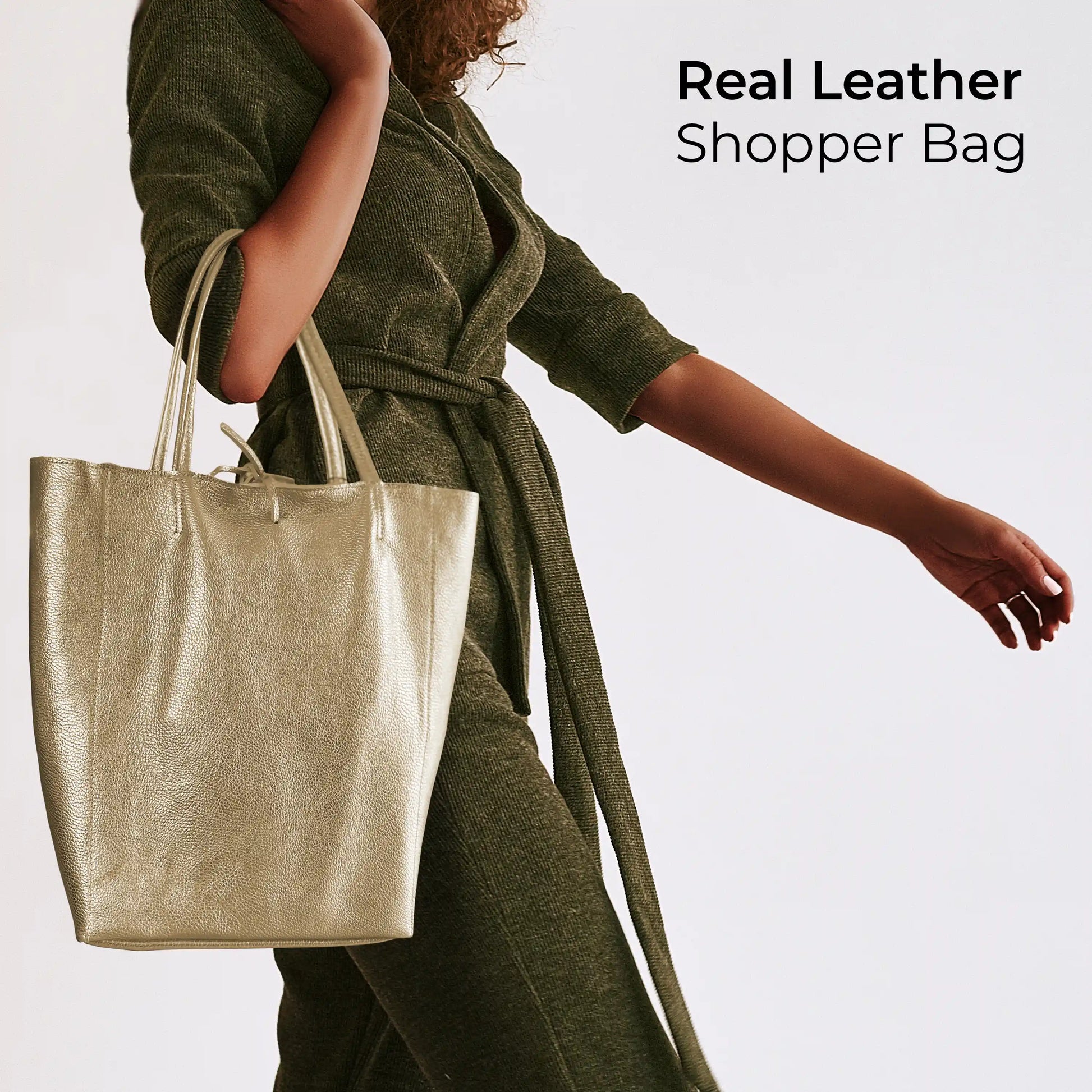 Italian Genuine Metallic Calf Leather Tote Bag 201718 TAKEASY