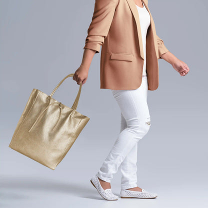 Italian Genuine Metallic Calf Leather Tote Bag 201718 TAKEASY