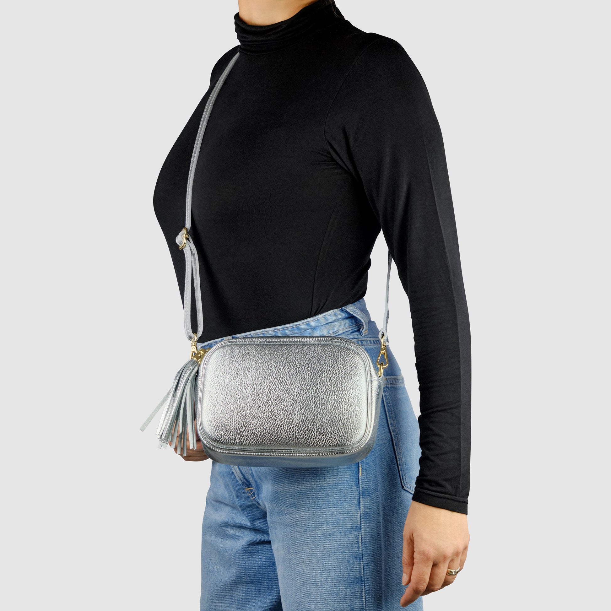 Italian Genuine Metallic Calf Leather Crossbody Bag 231302 TAKEASY