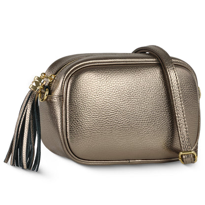 Italian Genuine Metallic Calf Leather Crossbody Bag 231302 TAKEASY
