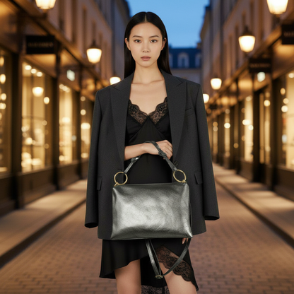 Italian Genuine Metallic Calf Leather Shoulder Bag 171551 TAKEASY