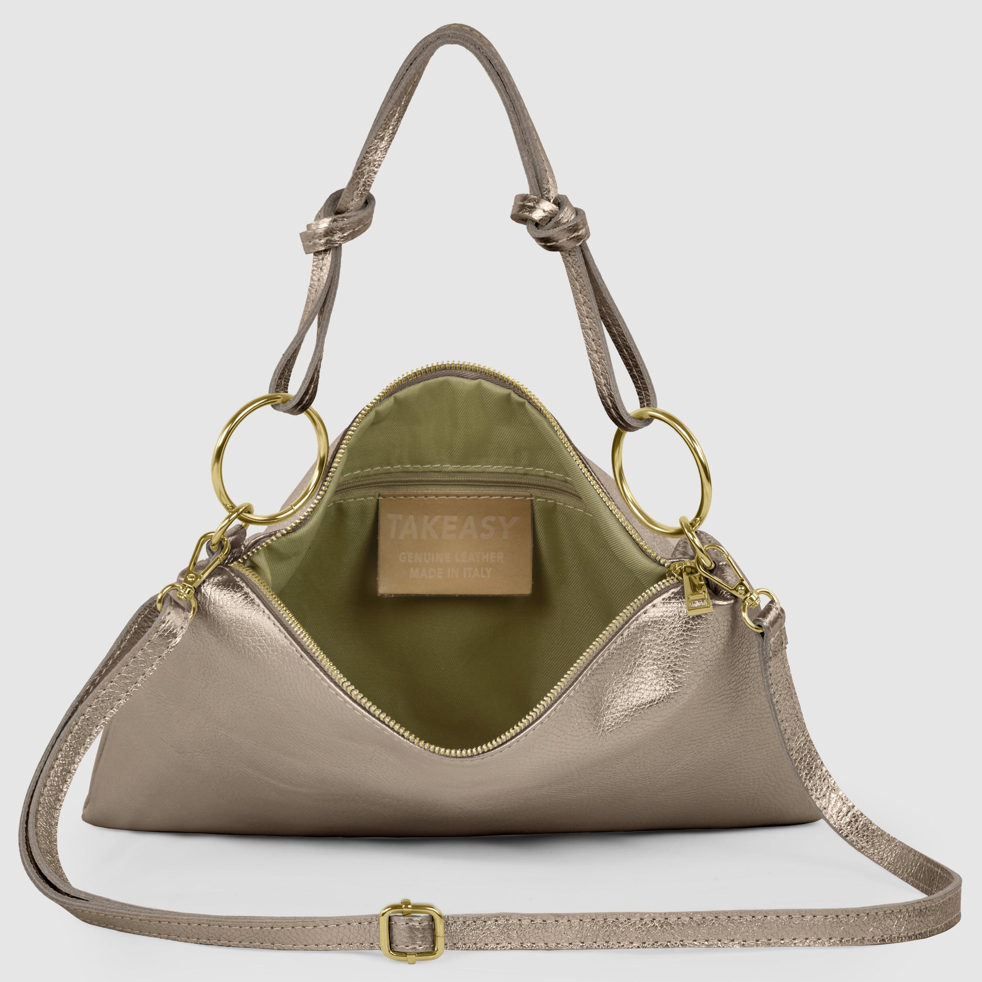 Italian Genuine Metallic Calf Leather Shoulder Bag 171551 TAKEASY