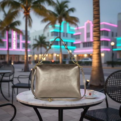 Italian Genuine Metallic Calf Leather Shoulder Bag 171551 TAKEASY