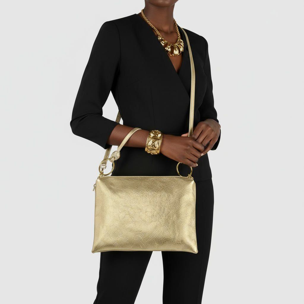 Italian Genuine Metallic Calf Leather Shoulder Bag 171551 TAKEASY