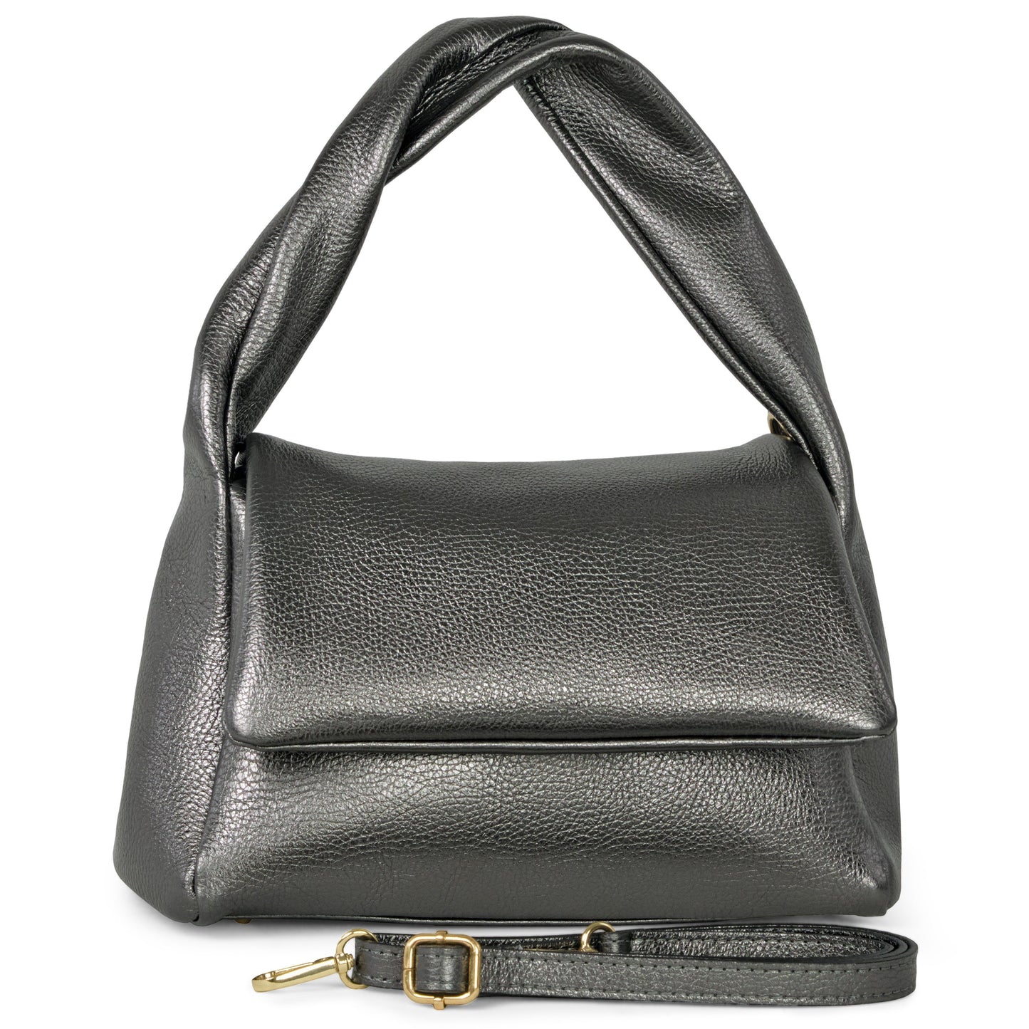 Italian Genuine Metallic Calf Leather Top-Handle Bag 262495 TAKEASY
