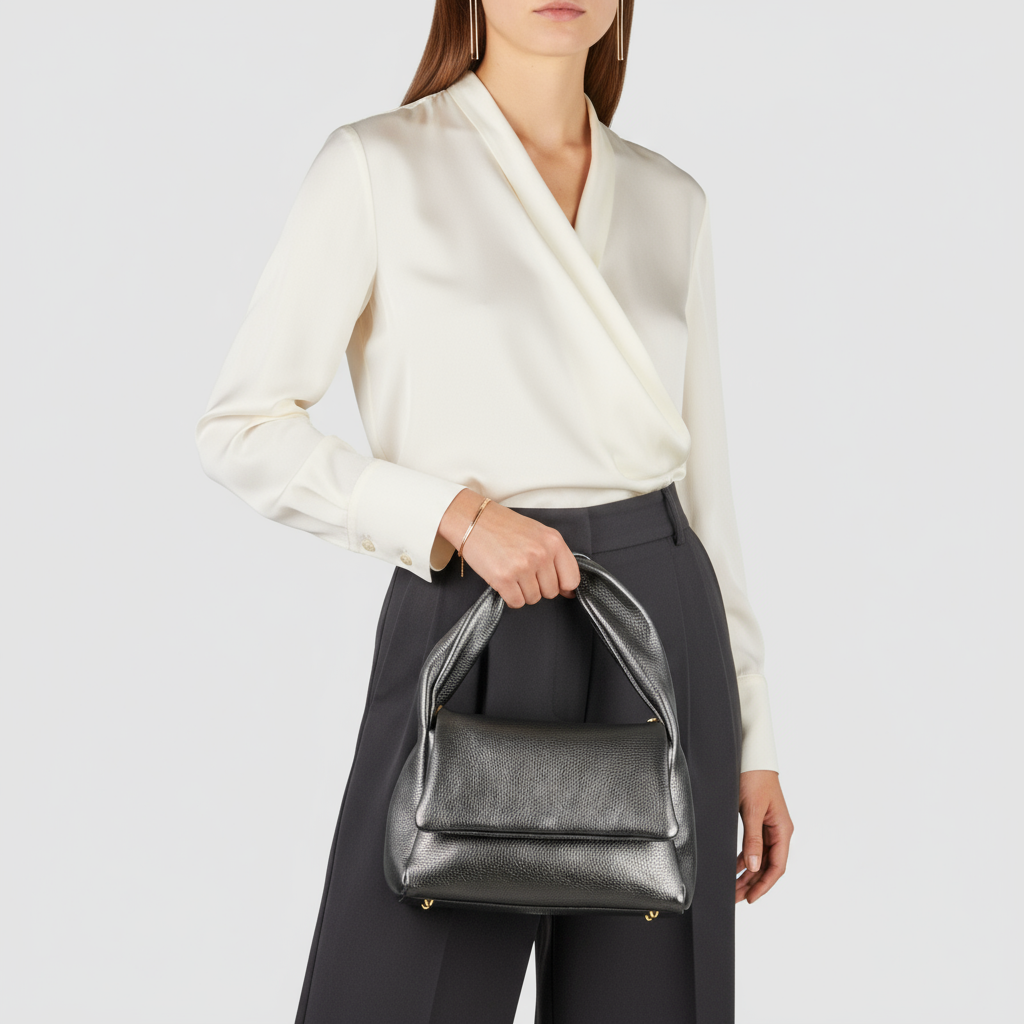 Italian Genuine Metallic Calf Leather Top-Handle Bag 262495 TAKEASY