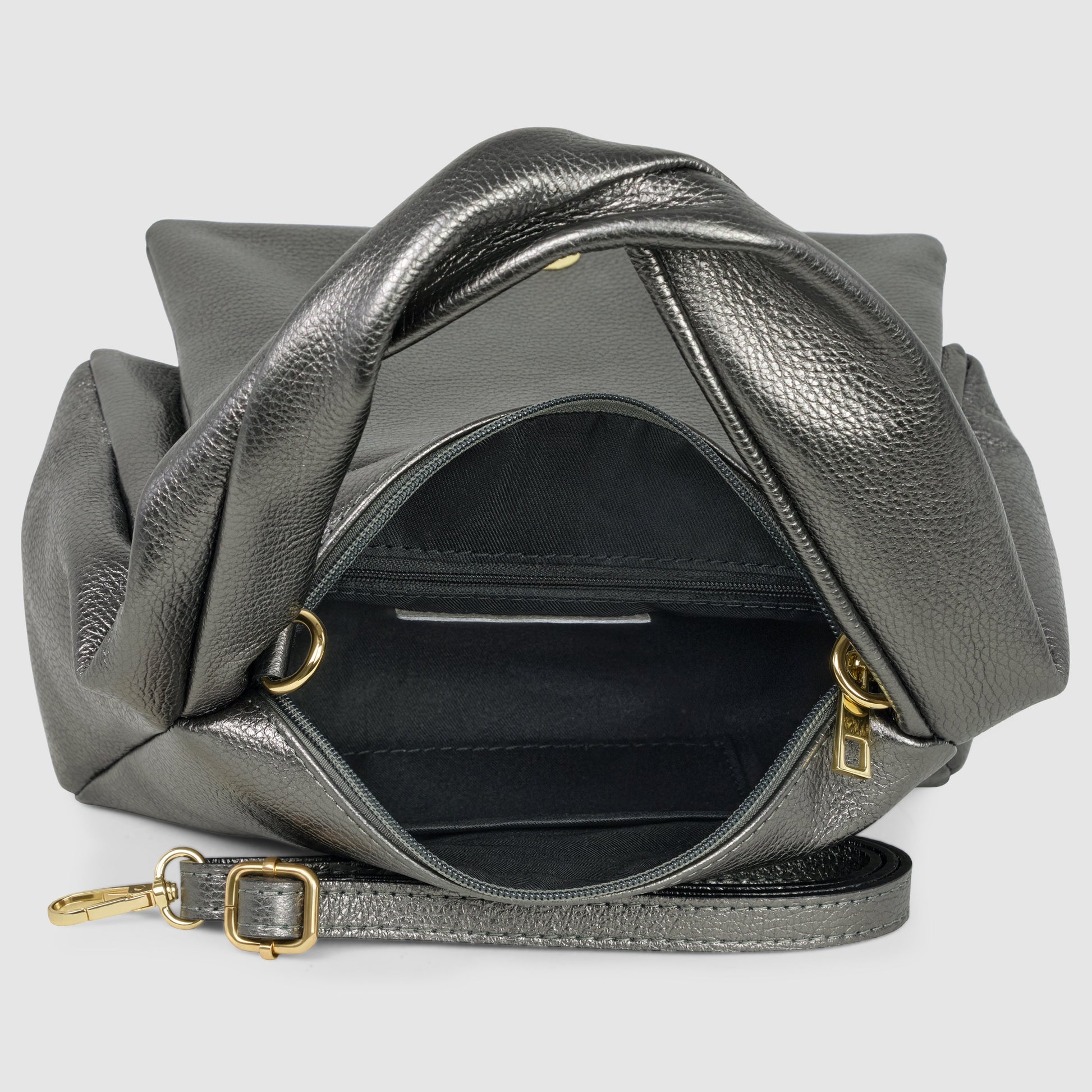 Italian Genuine Metallic Calf Leather Top-Handle Bag 262495 TAKEASY
