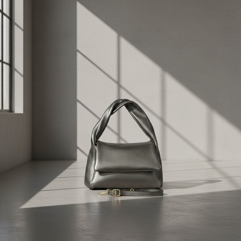 Italian Genuine Metallic Calf Leather Top-Handle Bag 262495 TAKEASY