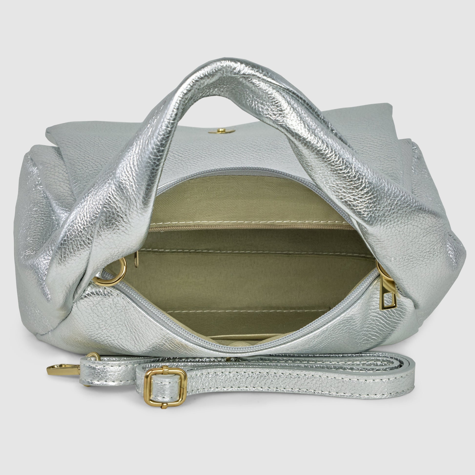 Italian Genuine Metallic Calf Leather Top-Handle Bag 262495 TAKEASY