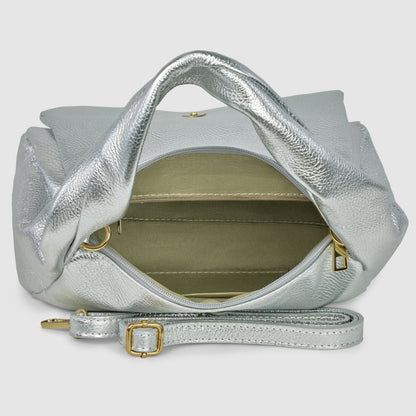 Italian Genuine Metallic Calf Leather Top-Handle Bag 262495 TAKEASY