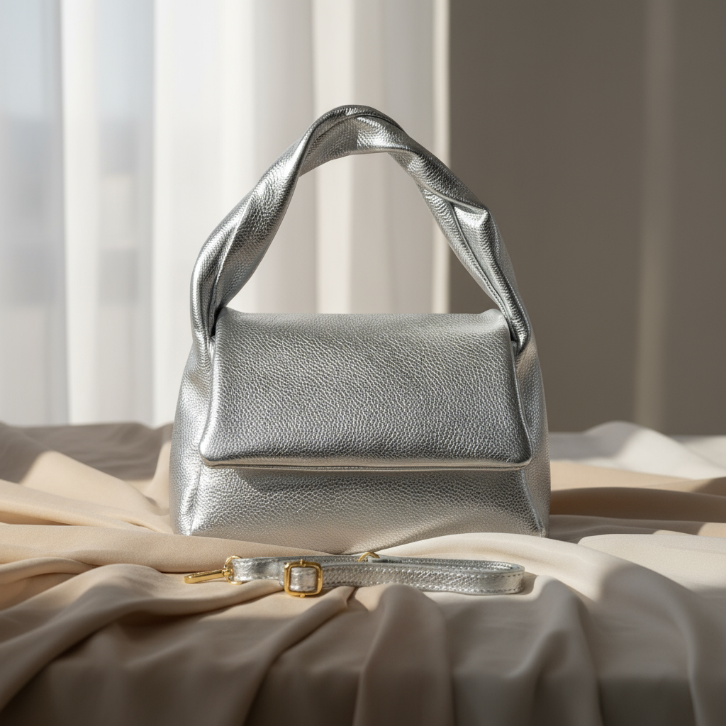Italian Genuine Metallic Calf Leather Top-Handle Bag 262495 TAKEASY