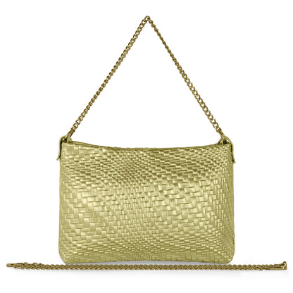 Italian Genuine Grid Metallic Suede Crossbody Bag 101315 TAKEASY
