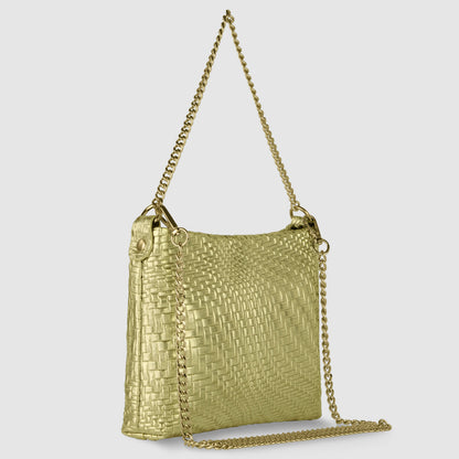 Italian Genuine Grid Metallic Suede Crossbody Bag 101315 TAKEASY