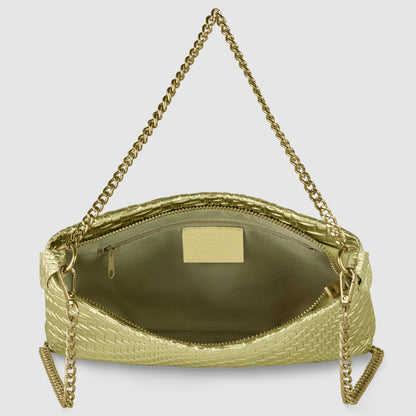 Italian Genuine Grid Metallic Suede Crossbody Bag 101315 TAKEASY
