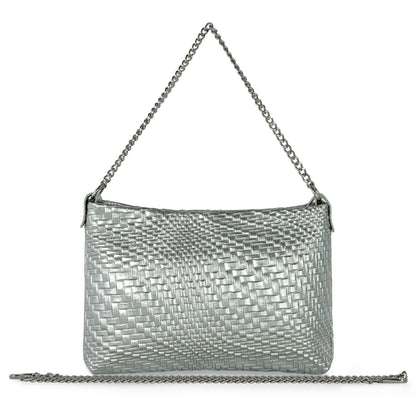 Italian Genuine Grid Metallic Suede Crossbody Bag 101315 TAKEASY